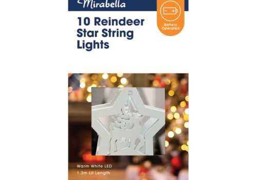 10 Merry Christmas Or Reindeer Star String Lights (2 Assorted Designs)