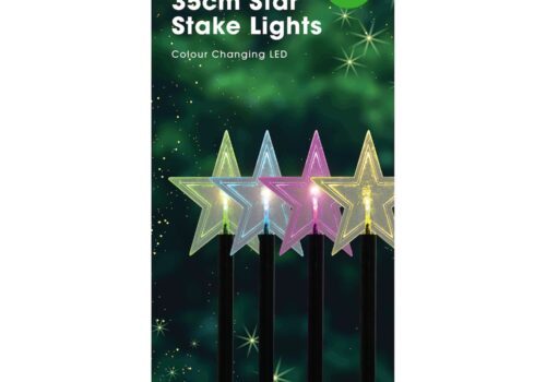 Set Of 4 Star Or Snowflake Stake Lights (2 Assorted Designs)